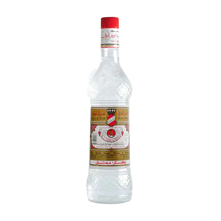 Arak Touma Extra Liban, băutură tradițională libaneză, ideală pentru cocktailuri și ocazii speciale.
