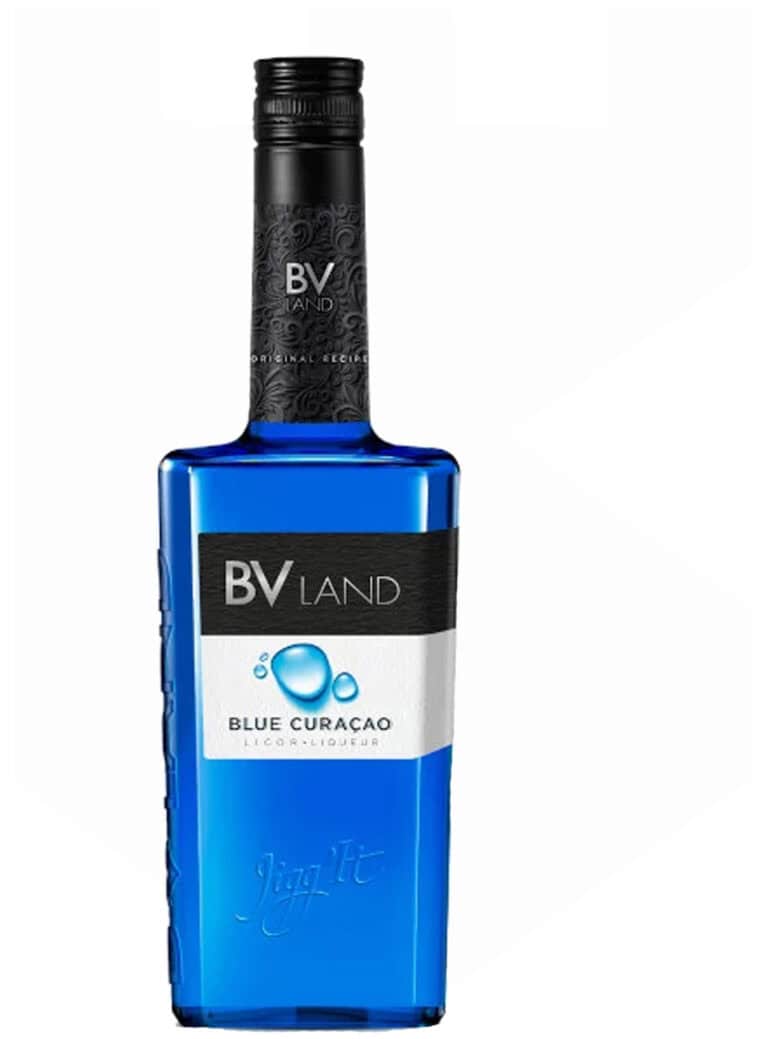 Bautură alcoolică BV LAND Blue Curacao 0.7L, ideală pentru cocktailuri și deserturi.