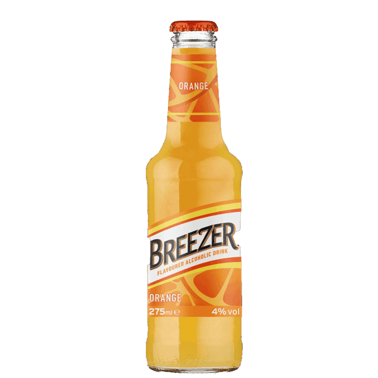 Butoaie Breezer portocaliu 0.275L, pachet cu 24 sticle pentru răcorire.