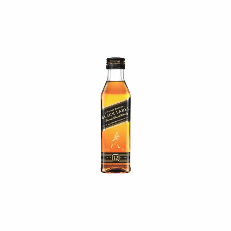 Black Label J. Walker miniatură 0.05ml, băutură alcoolică premium, ideală pentru colecție și degusta.