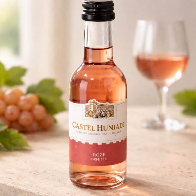 Vin rose Castel Huniade 187ml - Rose Demisec, perfect pentru deserturi și momente speciale.