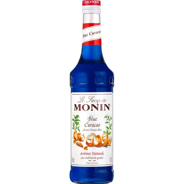 Vaselină Monin Blue Curacao 0.7L pentru băuturi colorate și cocktailuri.