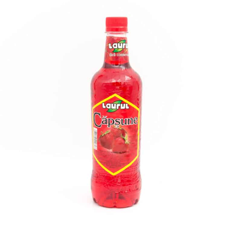 Sirop de căpșuni Laurul 975g, ideal pentru deserturi și băuturi dulci.