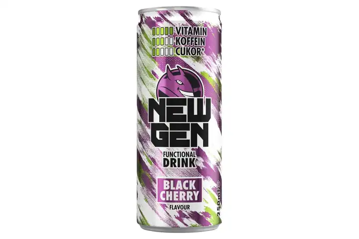 VITAMINĂ, COFEINĂ, ZAHĂR - Băutură energizantă Black Cherry, noua generație, pentru performanță și v.