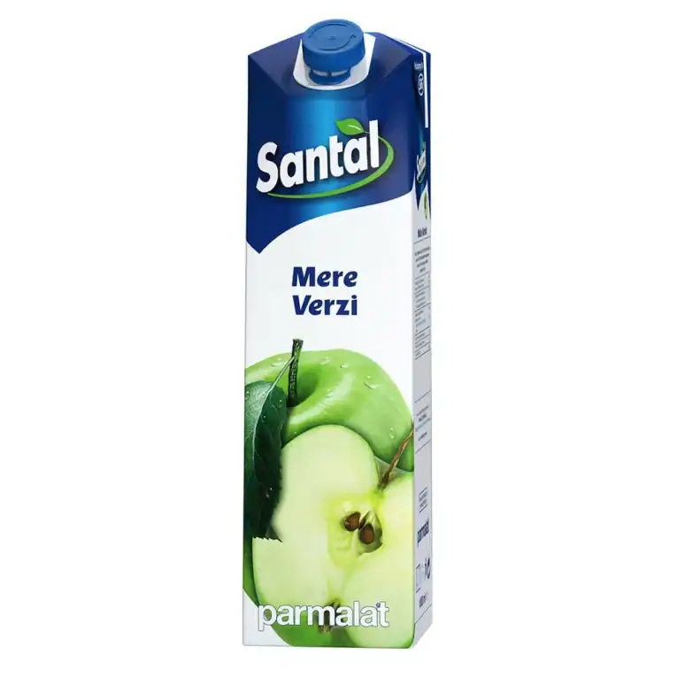 Mărimea alt text: Santal Mere Verzi 1L - băutură răcoritoare cu aromă de mere verzi.