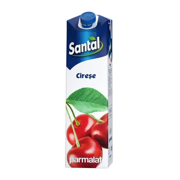 Santal 1L Cireșe - sirop natural pentru băuturi și deserturi, 1 litru, cu aromă de cireșe proaspete.