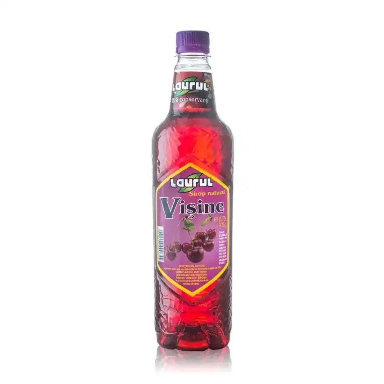 Sirop natural Laurul Visine 975g, cu aroma de cireșe, pentru gust dulce și sănătos.